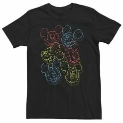 Big & Tall Disney Mickey Mouse Colorful Line Art Collage Tee