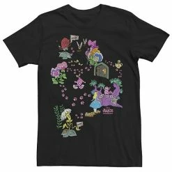 Big & Tall Disney Alice In Wonderland Cheshire Cat Paw Prints Map Tee
