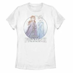 Juniors' Disney Frozen 2 Anna & Elsa Water Color Sketch Graphic Tee
