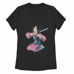 Juniors' Disney Mulan First Cut Watercolor Pose Tee
