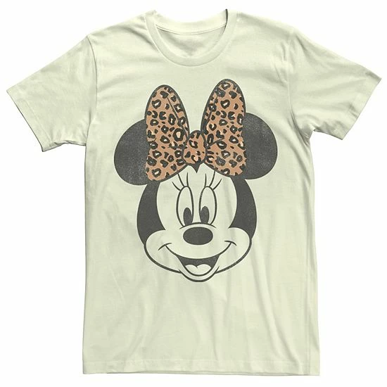 Men's Disney Minnie Mouse Leapord Print Bow Portrait Tee White 4 Men's Disney Minnie Mouse Leapord Print Bow Portrait Tee White - Image 2