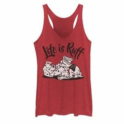 Juniors' Disney 101 Dalmatians Sleeping Puppies Life Is Ruff Graphic Tank Raspberry