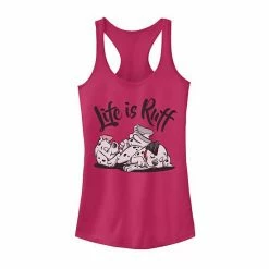 Juniors' Disney 101 Dalmatians Sleeping Puppies Life Is Ruff Graphic Tank Raspberry -Disney Sales Store unnamed file 3436