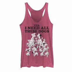 Juniors' Disney 101 Dalmatians Yes I Need All These Dogs Graphic Tank Pink Heather
