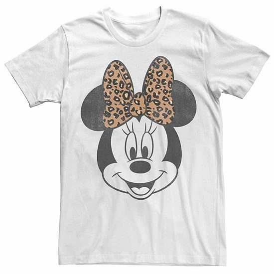 Men's Disney Minnie Mouse Leapord Print Bow Portrait Tee White 5 Men's Disney Minnie Mouse Leapord Print Bow Portrait Tee White - Image 3