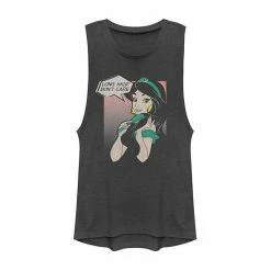Juniors' Disney's Aladdin Jasmine "Long Hair Don't Care" Muscle Tank Charcoal