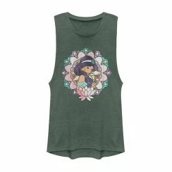 Juniors' Disney's Aladdin Jasmine Floral Watercolor Graphic Muscle Tank Pine Heather
