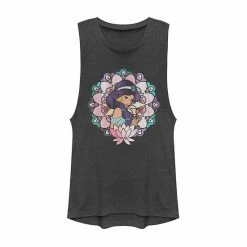 Juniors' Disney's Aladdin Jasmine Floral Watercolor Graphic Muscle Tank Pine Heather -Disney Sales Store unnamed file 3496
