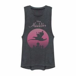 Juniors' Disney's Aladdin Magic Carpet Ride Graphic Muscle Tank Charcoal