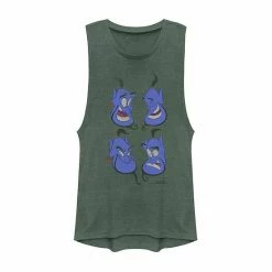 Juniors' Disney's Aladdin Genie Expressions Graphic Muscle Tank Pine Heather -Disney Sales Store unnamed file 3502