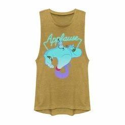 Juniors' Disney's Aladdin Genie "Applause" Graphic Muscle Tank Pine Heather -Disney Sales Store unnamed file 3508