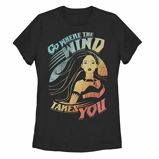 Juniors' Disney Pocahontas Go Where The Wind Takes You Bright Tee Juniors' Disney Pocahontas Go Where The Wind Takes You Bright Tee -Disney Sales Store unnamed file 3528
