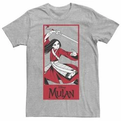 Men's Disney Mulan Live Action Mulan Action Pose Panel Tee Athletic Heather