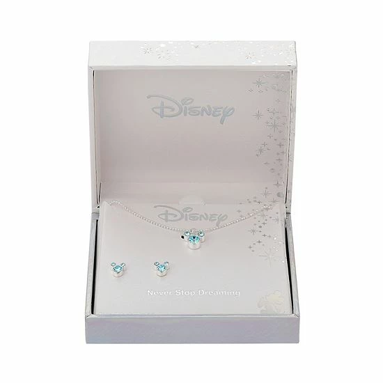 Disney's Mickey Mouse Blue Crystal Silhouette Necklace & Stud Earring Duo Set Disney's Mickey Mouse Blue Crystal Silhouette Necklace & Stud Earring Duo Set -Disney Sales Store unnamed file 380