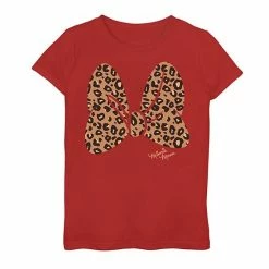 Girls 7-16 Disney Minnie Mouse Leopard Print Bow Graphic Tee Black