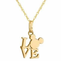 Disney's Mickey Mouse 14k Gold "Love" Pendant Necklace