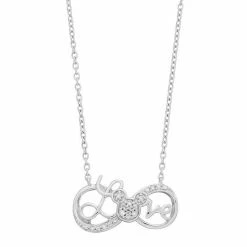 Disney Mickey Mouse Sterling Silver Diamond Accent Infinity "Love" Necklace