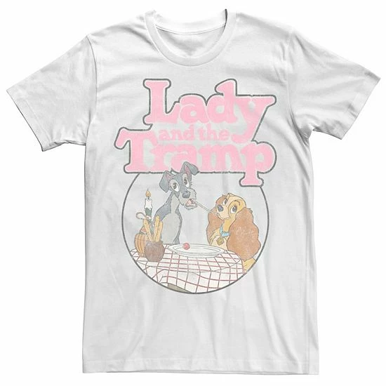 Men's Disney Lady And The Tramp Table Scene Portrait Logo Tee Men's Disney Lady And The Tramp Table Scene Portrait Logo Tee -Disney Sales Store unnamed file 4298