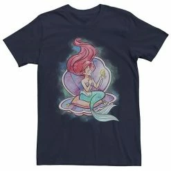 Men's Disney The Little Mermaid Ariel Clam Shell Watercolor Portrait Tee