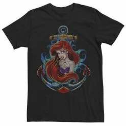 Men's Disney The Little Mermaid Ariel Anchor Dot Build-Up Portrait Tee
