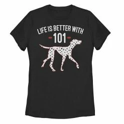 Juniors' Disney 101 Dalmatians Life Is Better With Dogs Graphic Tee