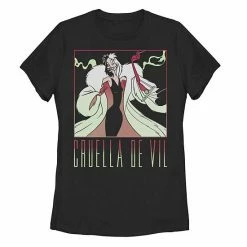 Juniors' Disney 101 Dalmatians Cruella De Vil Portrait Box Up Graphic Tee