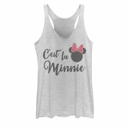 Disney's Mickey And Friends C'est La Minnie Text Juniors' Racerback Graphic Tank Top