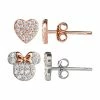 Girl's Disney's Minnie Mouse Rose Gold Tone & Sterling Silver Earring Set -Disney Sales Store unnamed file 490