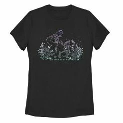 Juniors' Disney Alice In Wonderland Alice Meets White Rabbit Dark Graphic Tee