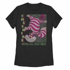 Juniors' Disney Alice In Wonderland Cheshire Cat We're All Mad Here Graphic Tee