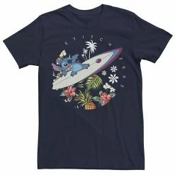 Big & Tall Disney Lilo & Stitch Surfing Tropical Circle Portrait Tee