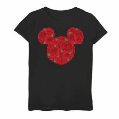 Girls 7-16 Disney Mickey And Friends Valentine's Day Rose Mickey Graphic Tee Pink