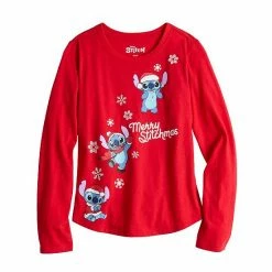 Girls 7-16 Disney Lilo & Stitch "Merry Stitchmas" Long Sleeve Tee