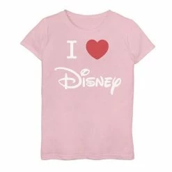 Disney Girls 7-16 I Love Disney Heart Logo Graphic Tee Pink