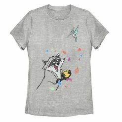 Juniors' Disney Pocahontas Meeko Flit Colorful Leafs Fall Tee Athletic Heather -Disney Sales Store unnamed file 5315
