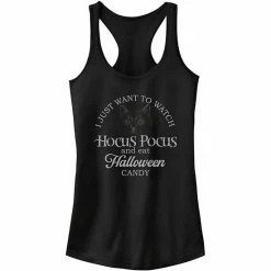 Juniors' Disney Hocus Pocus I Just Want To Watch And Eat Candy Tank Top