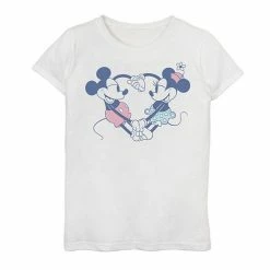 Disney's Mickey Mouse & Friends Girls 7-16 Mickey & Minnie Heart Hands Graphic Tee White -Disney Sales Store unnamed file 5390
