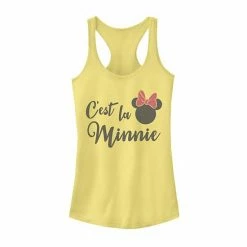 Disney's Mickey And Friends C'est La Minnie Text Juniors' Racerback Graphic Tank Top