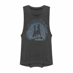Juniors' Disney Frozen 2 Elsa & Anna Forest Silhouettes Muscle Tee