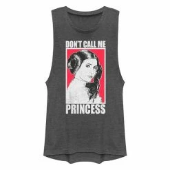Juniors' Disney Star Wars Leia Muscle Tank Charcoal Heather