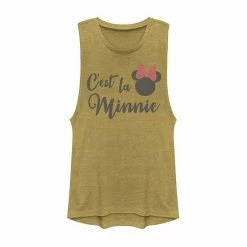 Disney's Mickey And Friends C'est La Minnie Text Juniors' Muscle Graphic Tank Top
