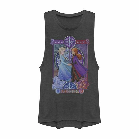 Juniors' Disney Frozen 2 Elsa & Anna Split Poster Muscle Tee Juniors' Disney Frozen 2 Elsa & Anna Split Poster Muscle Tee -Disney Sales Store unnamed file 5544