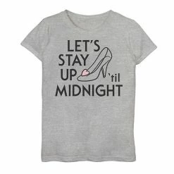Girls 7-16 Disney Cinderella Up 'Til Midnight Slipper Graphic Tee Athletic Heather -Disney Sales Store unnamed file 5565