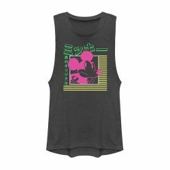 Disney's Mickey Mouse Vintage Kanji Neon Portrait Juniors' Muscle Graphic Tank Top