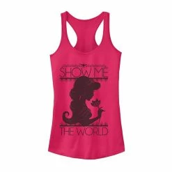 Juniors' Disney's Aladdin Jasmine "Show Me The World" Graphic Tank Raspberry 3 Juniors' Disney's Aladdin Jasmine "Show Me The World" Graphic Tank Raspberry -Disney Sales Store unnamed file 5583