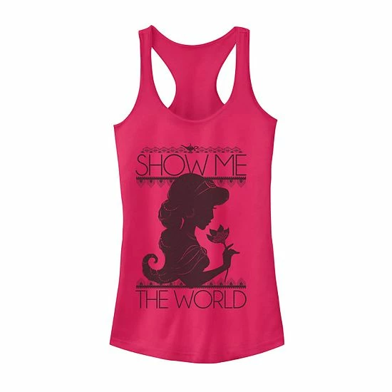 Juniors' Disney's Aladdin Jasmine "Show Me the World" Graphic Tank Raspberry Juniors' Disney's Aladdin Jasmine "Show Me The World" Graphic Tank Raspberry -Disney Sales Store unnamed file 5583