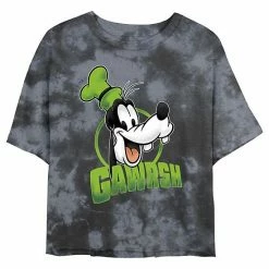 Juniors' Disney Mickey Mouse & Friends Goofy Gawrsh Portrait Wash Crop Tee