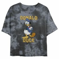 Juniors' Disney Donald Duck Angry Pose Arms Crossed Wash Crop Tee