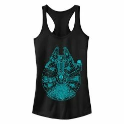 Disney Juniors' Star Wars Blue Millennium Falcon Blue Print Ideal Racerback Tank