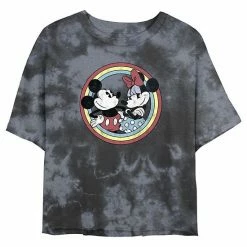 Juniors' Disney Mickey And Minnie Mouse Classic Wash Crop Tee
